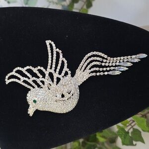 Large Statement Bird Of Paradise Rhinestone Brooch Pin